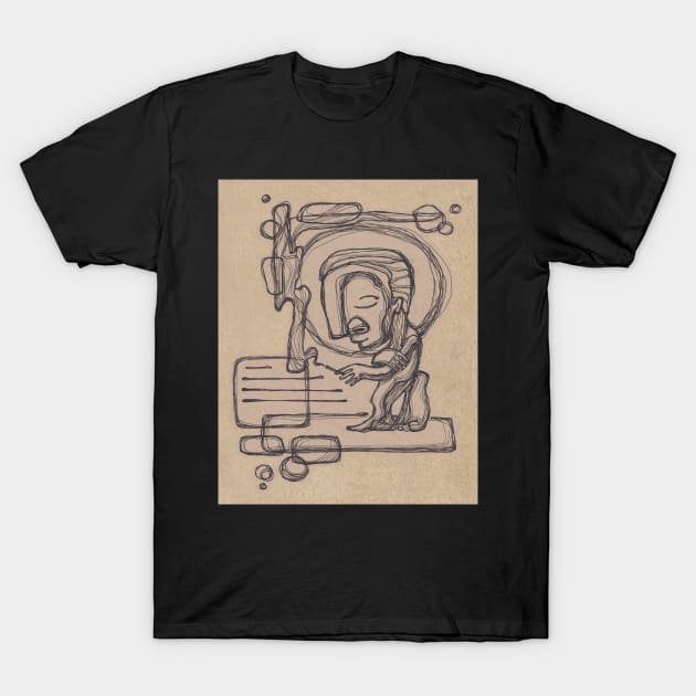 Abstract man smoking a cigarrette illustration T-Shirt by bernardojbp